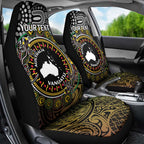 Personalised Australia And Vanuatu Car Seat Cover Aboriginal Lizard Polynesia Ni-Van Pig Tusk