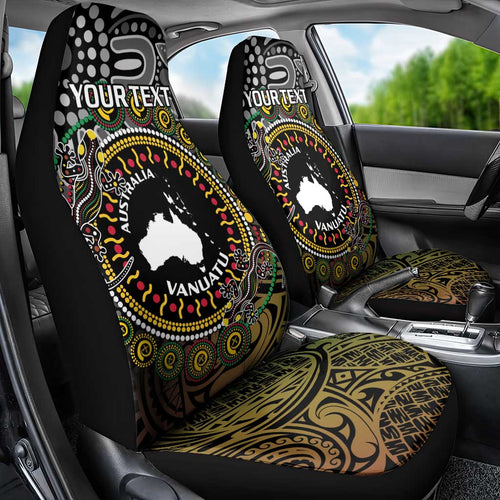 Personalised Australia And Vanuatu Car Seat Cover Aboriginal Lizard Polynesia Ni-Van Pig Tusk