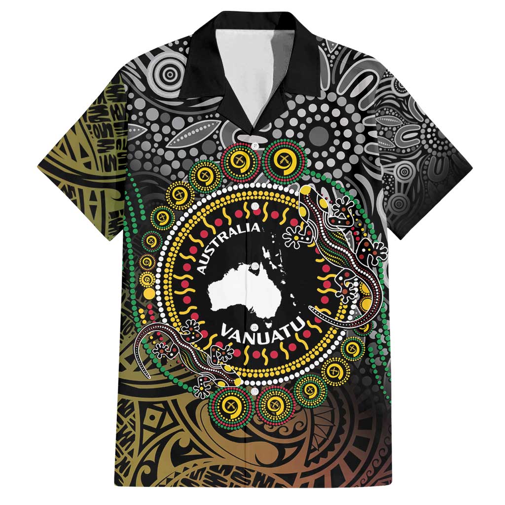 Personalised Australia And Vanuatu Family Matching Off Shoulder Maxi Dress and Hawaiian Shirt Aboriginal Lizard Polynesia Ni-Van Pig Tusk