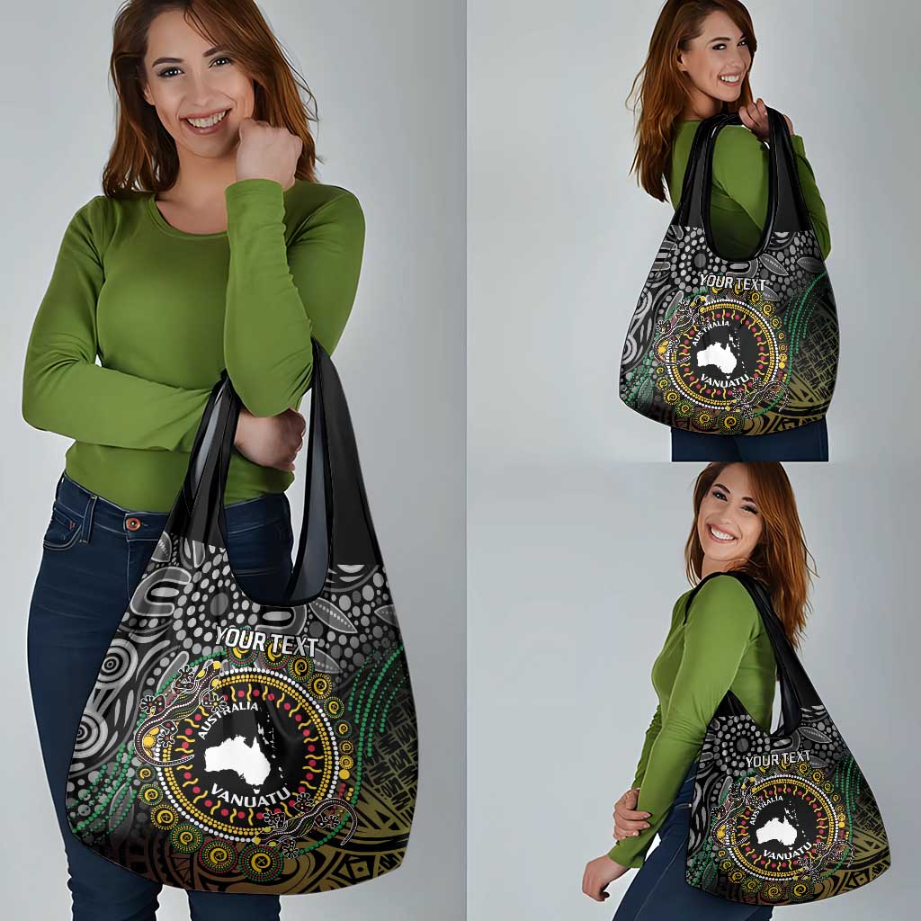 Personalised Australia And Vanuatu Grocery Bag Aboriginal Lizard Polynesia Ni-Van Pig Tusk