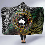 Personalised Australia And Vanuatu Hooded Blanket Aboriginal Lizard Polynesia Ni-Van Pig Tusk