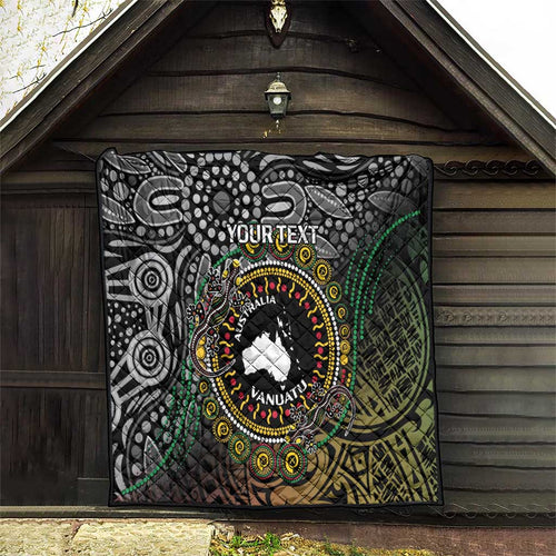 Personalised Australia And Vanuatu Quilt Aboriginal Lizard Polynesia Ni-Van Pig Tusk
