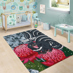 Personalised Tasmanian Devil Australia Area Rug Waratah Indigenous Art - Aussie Hoodie