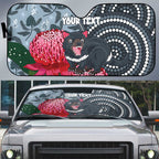 Personalised Tasmanian Devil Australia Auto Sun Shade Waratah Indigenous Art - Aussie Hoodie