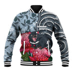 Personalised Tasmanian Devil Australia Baseball Jacket Waratah Indigenous Art - Aussie Hoodie