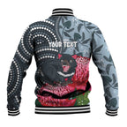 Personalised Tasmanian Devil Australia Baseball Jacket Waratah Indigenous Art - Aussie Hoodie
