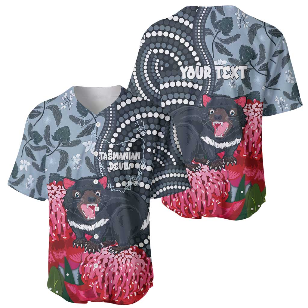 Personalised Tasmanian Devil Australia Baseball Jersey Waratah Indigenous Art - Aussie Hoodie