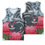 Personalised Tasmanian Devil Australia Basketball Jersey Waratah Indigenous Art - Aussie Hoodie