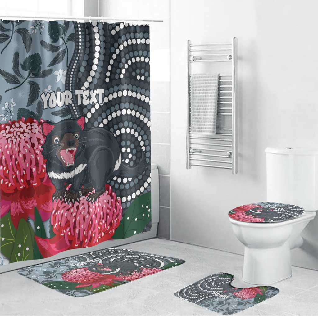 Personalised Tasmanian Devil Australia Bathroom Set Waratah Indigenous Art - Aussie Hoodie