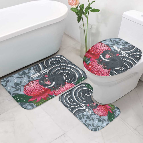 Personalised Tasmanian Devil Australia Bathroom Set Waratah Indigenous Art - Aussie Hoodie
