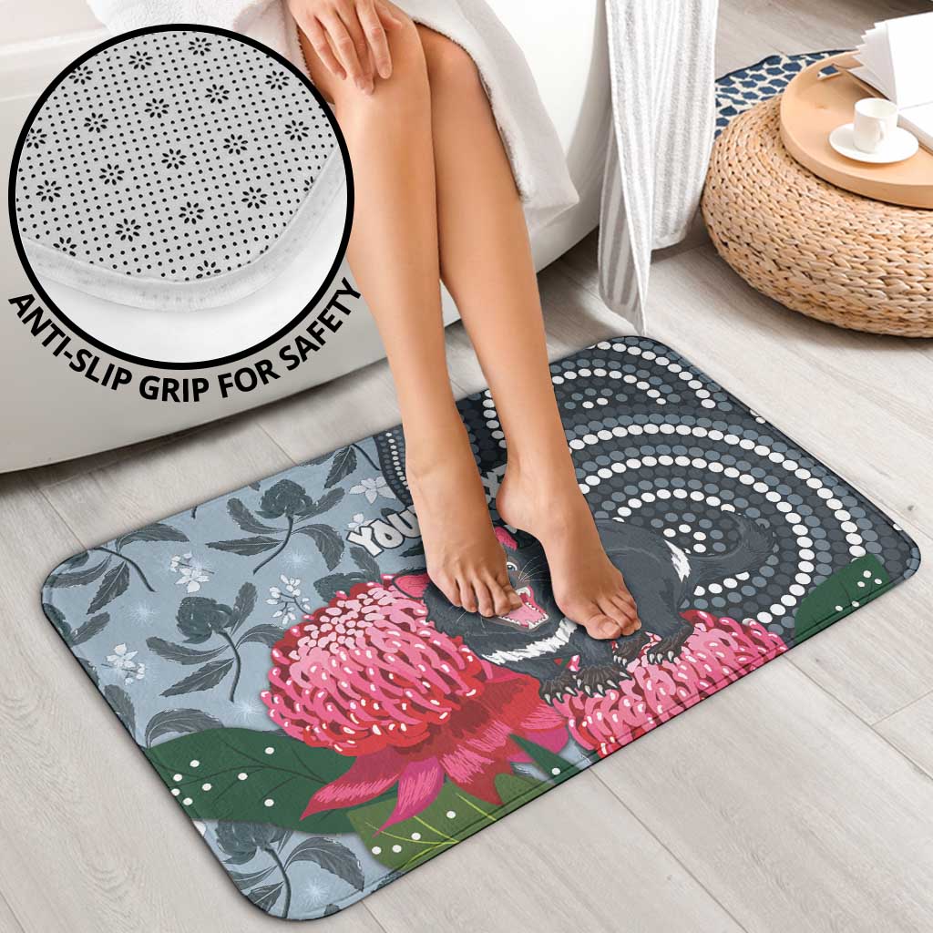 Personalised Tasmanian Devil Australia Bathroom Set Waratah Indigenous Art - Aussie Hoodie