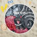Personalised Tasmanian Devil Australia Beach Blanket Waratah Indigenous Art - Aussie Hoodie
