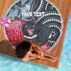 Personalised Tasmanian Devil Australia Beach Blanket Waratah Indigenous Art - Aussie Hoodie