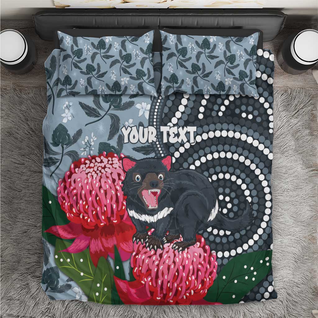 Personalised Tasmanian Devil Australia Bedding Set Waratah Indigenous Art - Aussie Hoodie