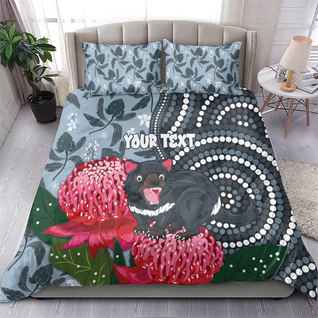 Personalised Tasmanian Devil Australia Bedding Set Waratah Indigenous Art - Aussie Hoodie