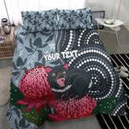 Personalised Tasmanian Devil Australia Bedding Set Waratah Indigenous Art - Aussie Hoodie
