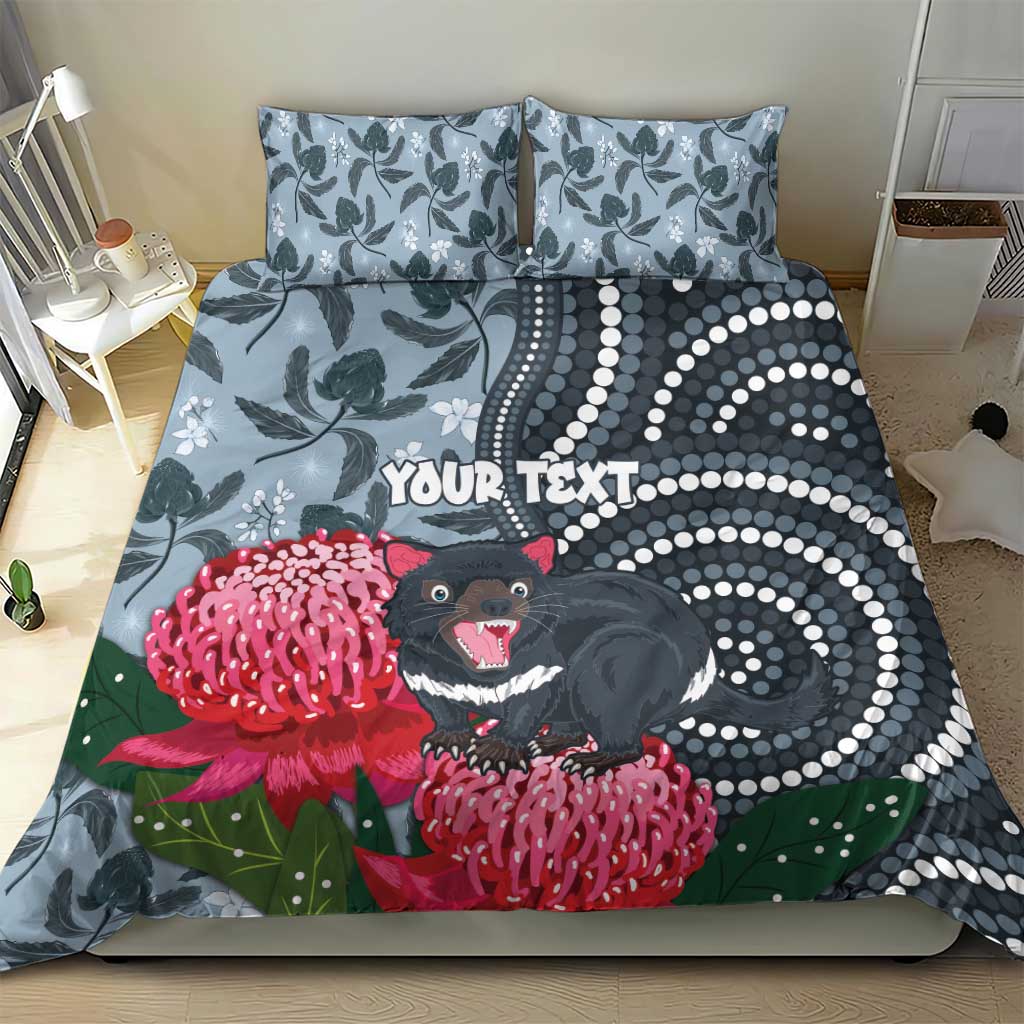Personalised Tasmanian Devil Australia Bedding Set Waratah Indigenous Art - Aussie Hoodie