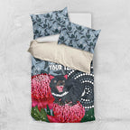Personalised Tasmanian Devil Australia Bedding Set Waratah Indigenous Art - Aussie Hoodie