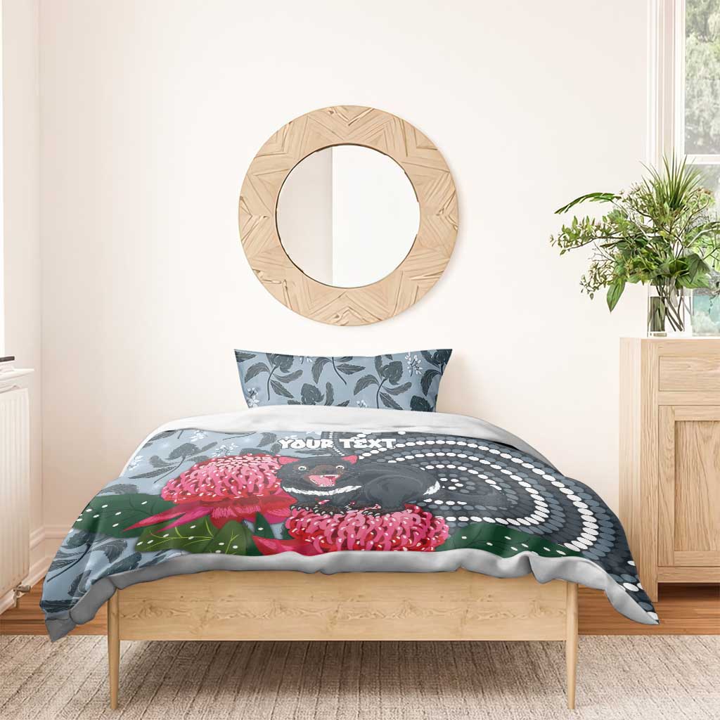 Personalised Tasmanian Devil Australia Bedding Set Waratah Indigenous Art - Aussie Hoodie