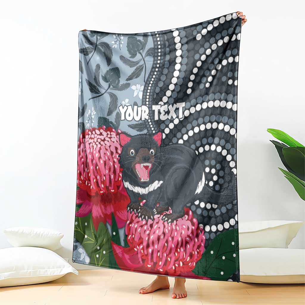 Personalised Tasmanian Devil Australia Blanket Waratah Indigenous Art - Aussie Hoodie