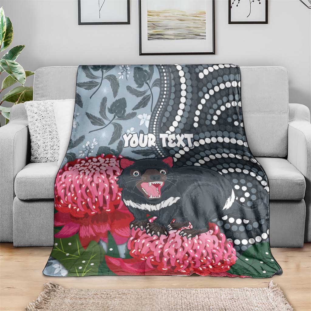Personalised Tasmanian Devil Australia Blanket Waratah Indigenous Art - Aussie Hoodie