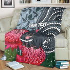 Personalised Tasmanian Devil Australia Blanket Waratah Indigenous Art - Aussie Hoodie