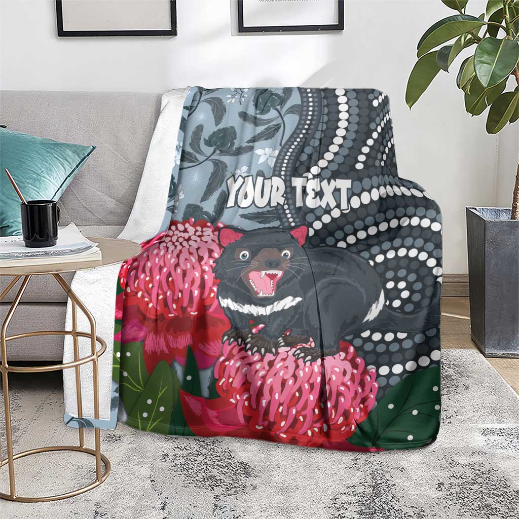 Personalised Tasmanian Devil Australia Blanket Waratah Indigenous Art - Aussie Hoodie