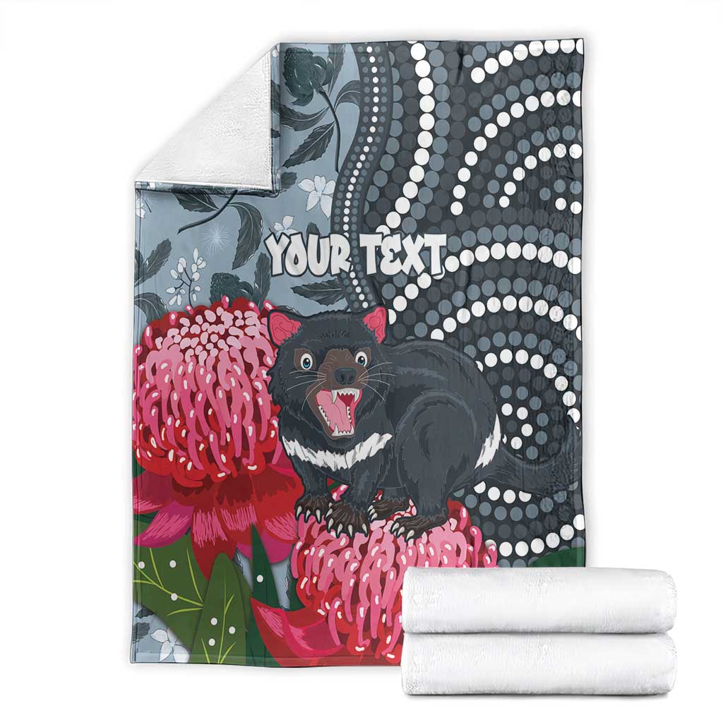 Personalised Tasmanian Devil Australia Blanket Waratah Indigenous Art - Aussie Hoodie