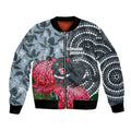 Personalised Tasmanian Devil Australia Bomber Jacket Waratah Indigenous Art - Aussie Hoodie