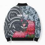 Personalised Tasmanian Devil Australia Bomber Puffer Jacket Waratah Indigenous Art - Aussie Hoodie
