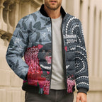 Personalised Tasmanian Devil Australia Bomber Puffer Jacket Waratah Indigenous Art - Aussie Hoodie