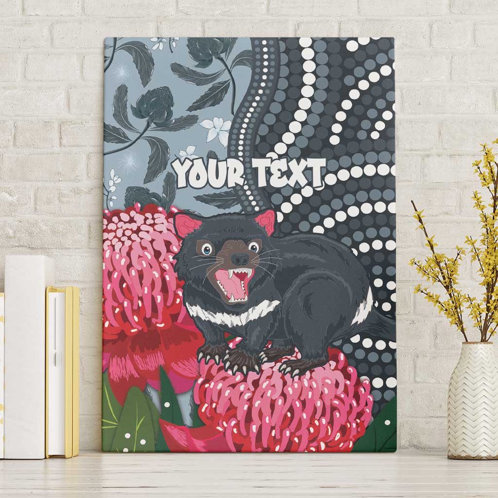 Personalised Tasmanian Devil Australia Canvas Wall Art Waratah Indigenous Art - Aussie Hoodie
