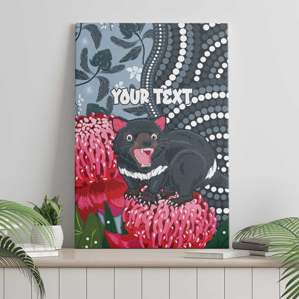 Personalised Tasmanian Devil Australia Canvas Wall Art Waratah Indigenous Art - Aussie Hoodie