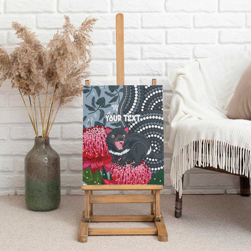Personalised Tasmanian Devil Australia Canvas Wall Art Waratah Indigenous Art - Aussie Hoodie
