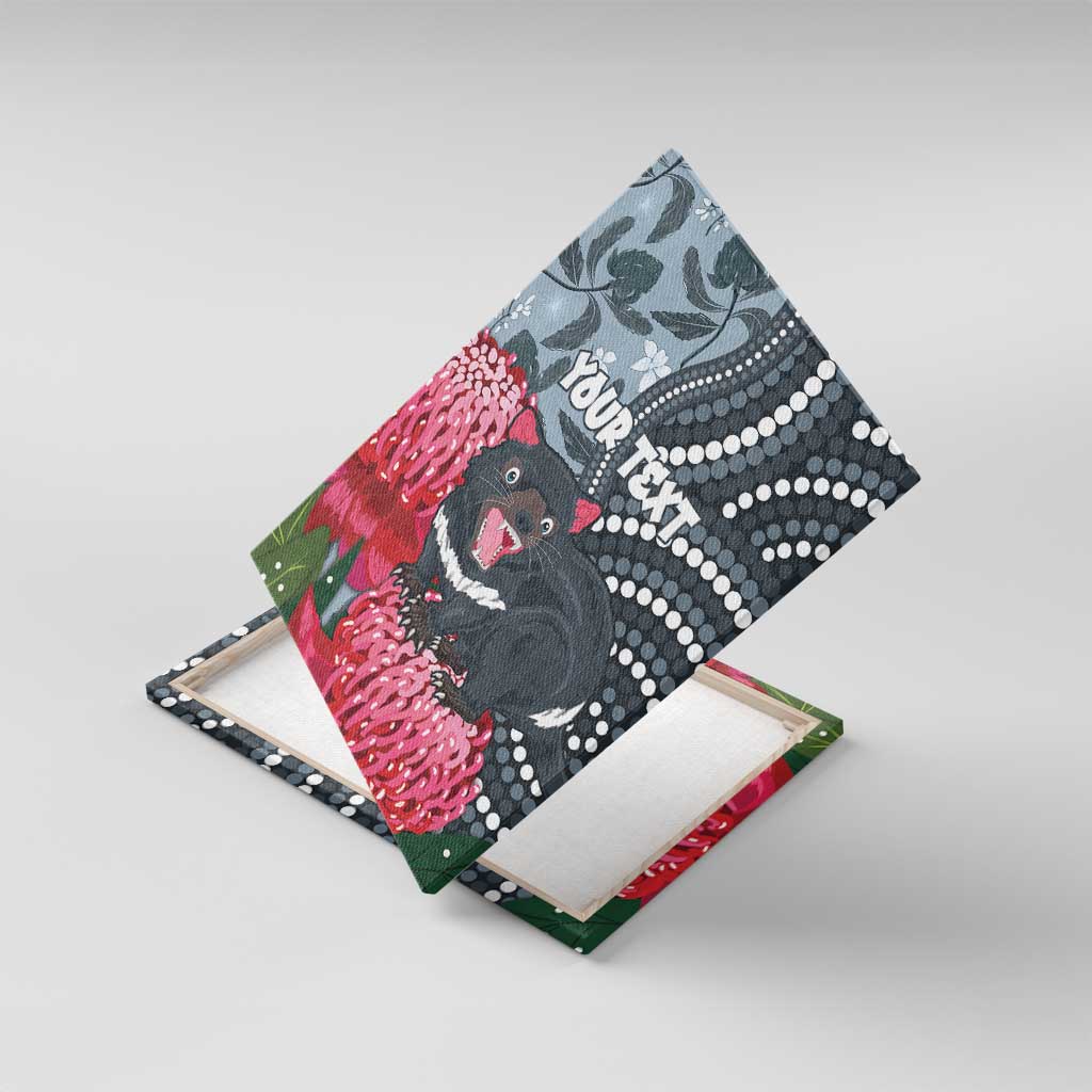 Personalised Tasmanian Devil Australia Canvas Wall Art Waratah Indigenous Art - Aussie Hoodie