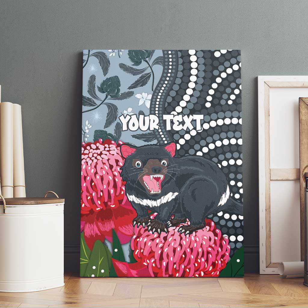 Personalised Tasmanian Devil Australia Canvas Wall Art Waratah Indigenous Art - Aussie Hoodie