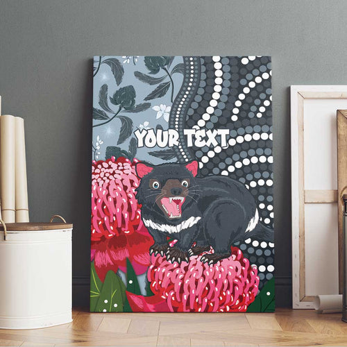 Personalised Tasmanian Devil Australia Canvas Wall Art Waratah Indigenous Art - Aussie Hoodie