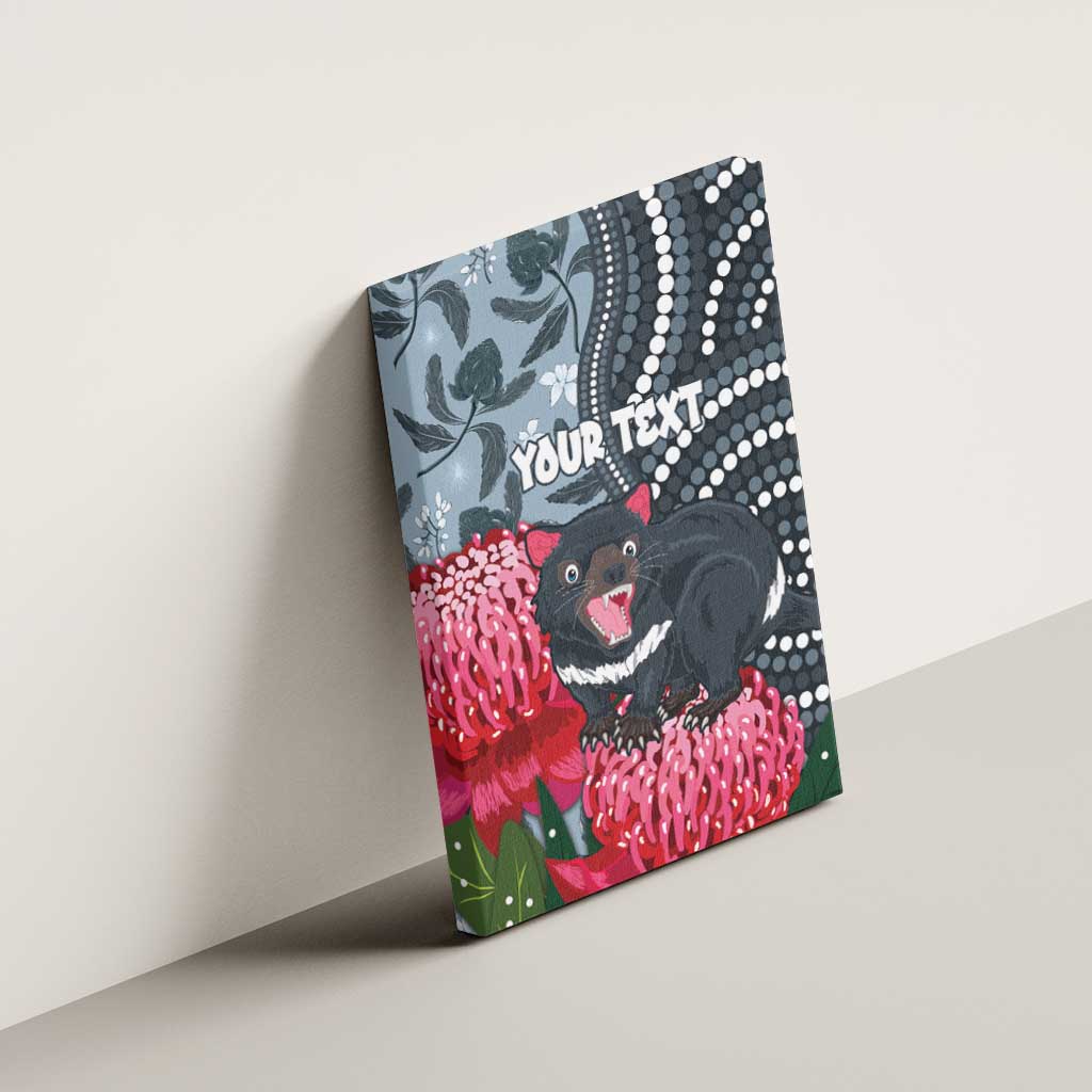 Personalised Tasmanian Devil Australia Canvas Wall Art Waratah Indigenous Art - Aussie Hoodie