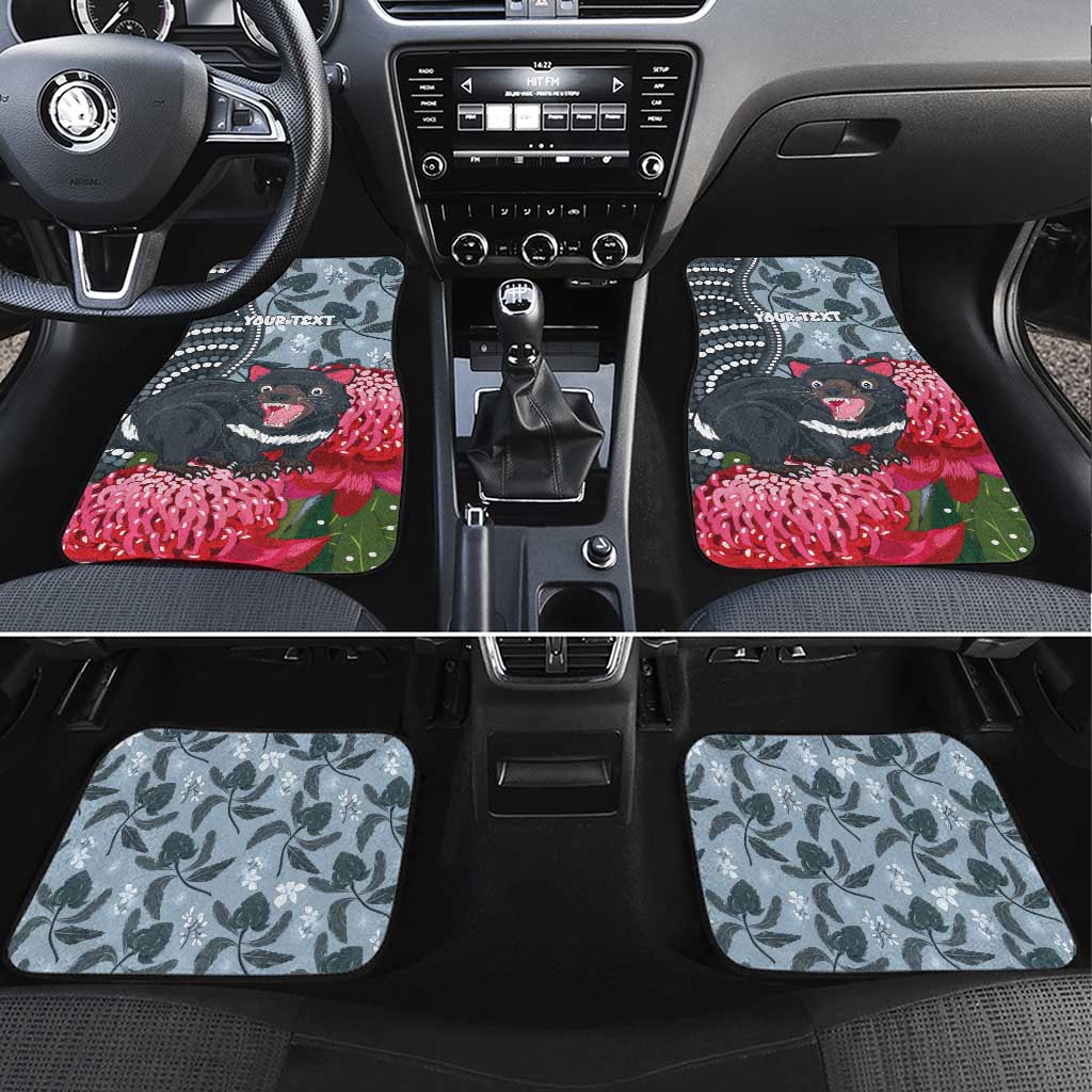 Personalised Tasmanian Devil Australia Car Mats Waratah Indigenous Art - Aussie Hoodie
