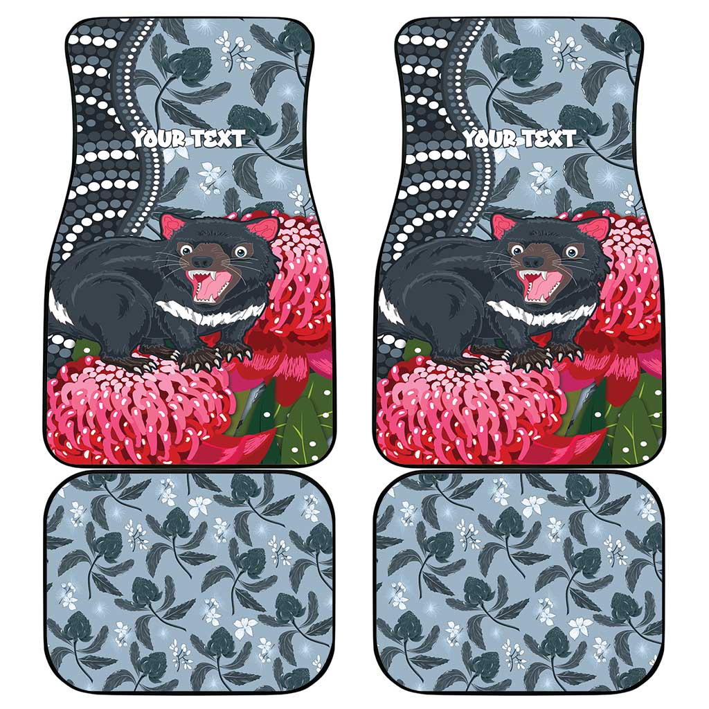 Personalised Tasmanian Devil Australia Car Mats Waratah Indigenous Art - Aussie Hoodie