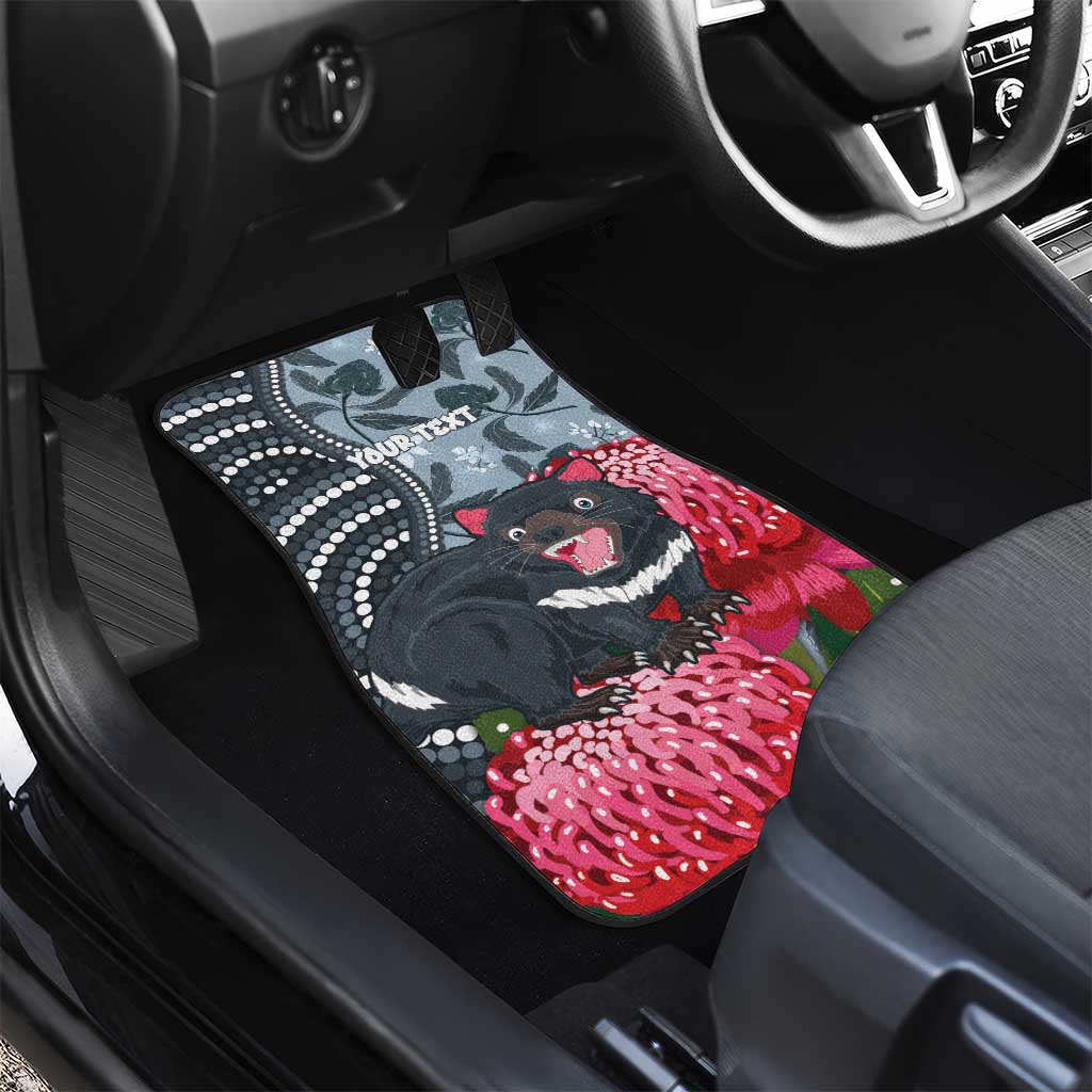 Personalised Tasmanian Devil Australia Car Mats Waratah Indigenous Art - Aussie Hoodie