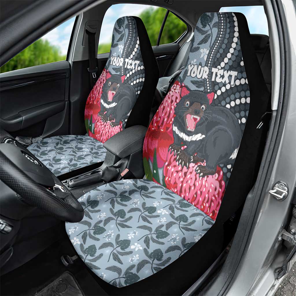 Personalised Tasmanian Devil Australia Car Seat Cover Waratah Indigenous Art - Aussie Hoodie
