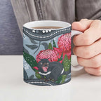 Personalised Tasmanian Devil Australia Ceramic Mug Waratah Indigenous Art - Aussie Hoodie