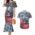 Personalised Tasmanian Devil Australia Couples Matching Mermaid Dress and Hawaiian Shirt Waratah Indigenous Art - Aussie Hoodie