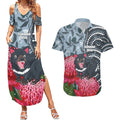 Personalised Tasmanian Devil Australia Couples Matching Summer Maxi Dress and Hawaiian Shirt Waratah Indigenous Art - Aussie Hoodie
