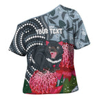 Personalised Tasmanian Devil Australia Cross Shoulder Shirt Waratah Indigenous Art - Aussie Hoodie