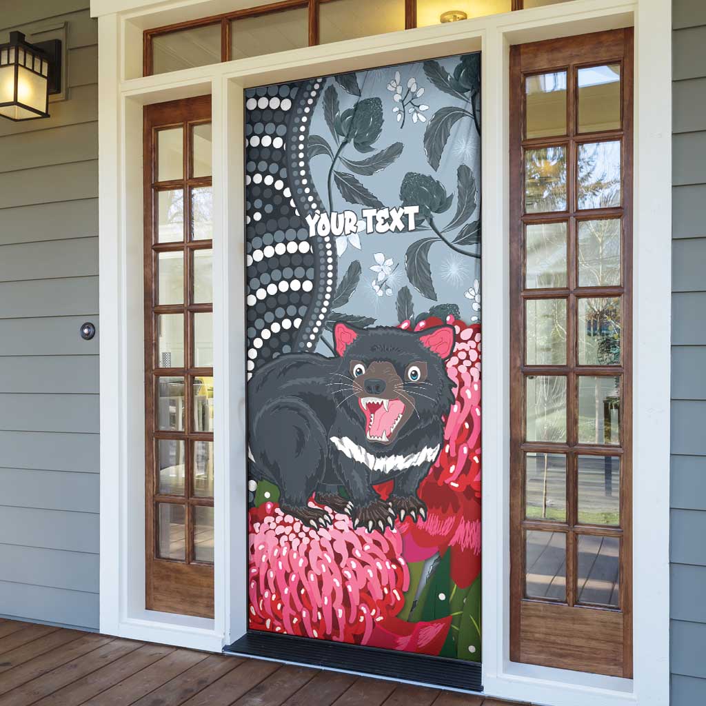 Personalised Tasmanian Devil Australia Door Cover Waratah Indigenous Art - Aussie Hoodie