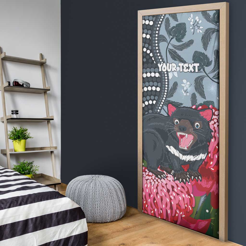 Personalised Tasmanian Devil Australia Door Cover Waratah Indigenous Art - Aussie Hoodie