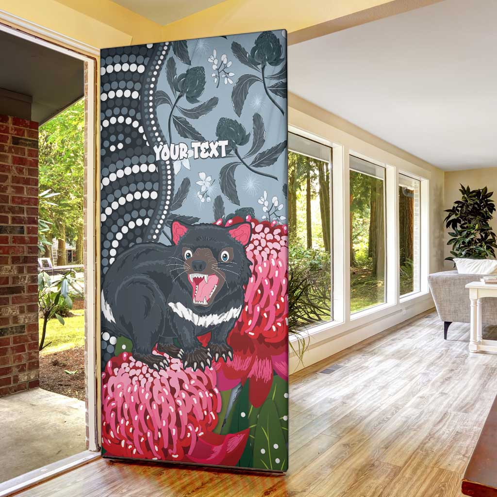 Personalised Tasmanian Devil Australia Door Cover Waratah Indigenous Art - Aussie Hoodie