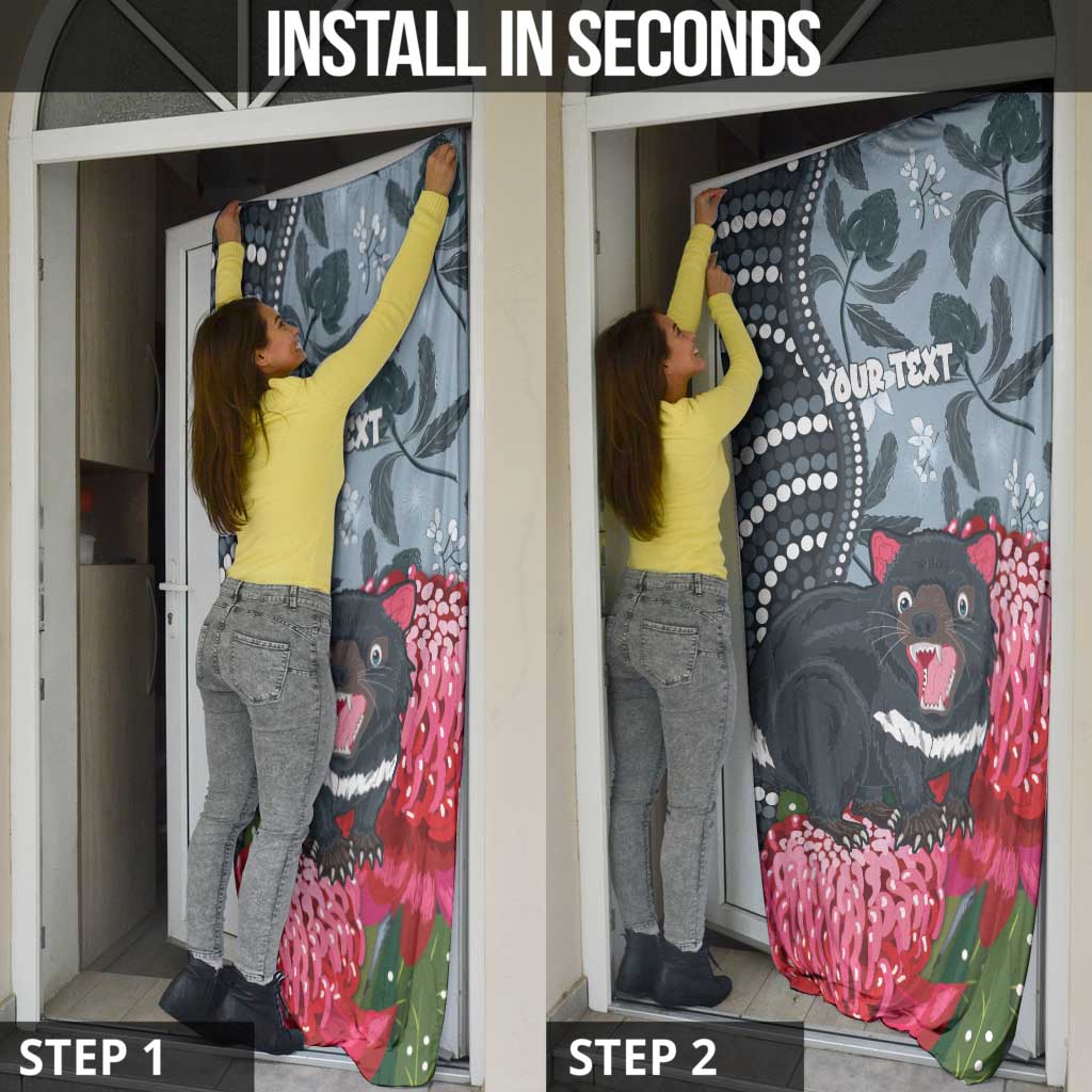 Personalised Tasmanian Devil Australia Door Cover Waratah Indigenous Art - Aussie Hoodie